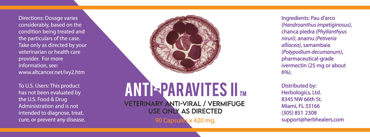 Herbal and ivermectin blend for parasite support – Anti-Paravites II.