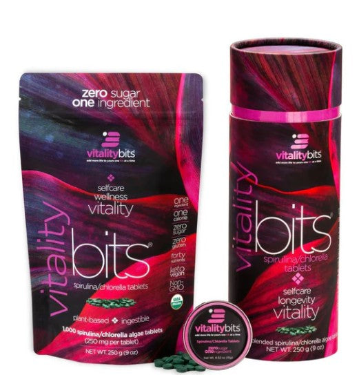 VITALITYbits algae tablets – supports energy, detox, and immunity.