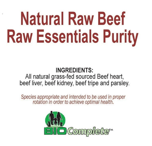 BioComplete Natural Raw Beef Raw Essentials Ground Purity Grass-fed