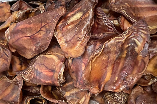 biocomplete natural baked pig ear treats in 2 sizes