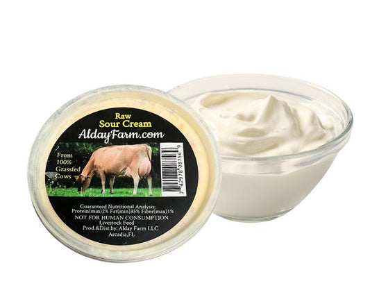 Raw sour cream made from cow milk – Alday Farm.