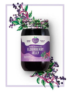 All Things Elderberry Jelly 19 FL oz glass jar filled with rich, fruity elderberry jelly perfect for toast and desserts