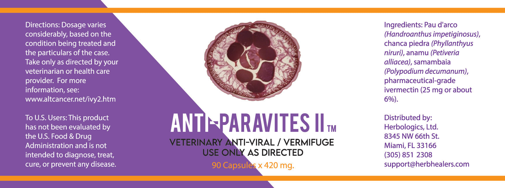 Herbal and ivermectin blend for parasite support – Anti-Paravites II.