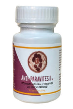 Load image into Gallery viewer, A bottle of Anti-Paravites II / Pau D Arco / Ivermectin 420 mg with a label that includes a leafy logo and text.