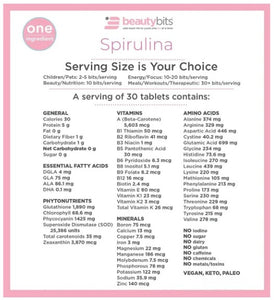 BEAUTYbits spirulina tablets.