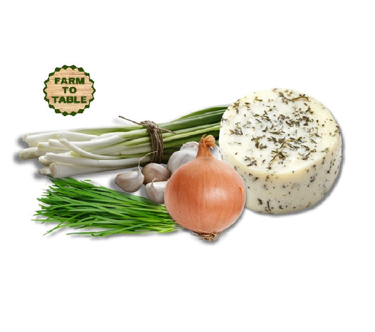 BioComplete Raw Goat Cheese with Onion, Garlic, and Chive artisanal creamy goat cheese infused with savory herbs