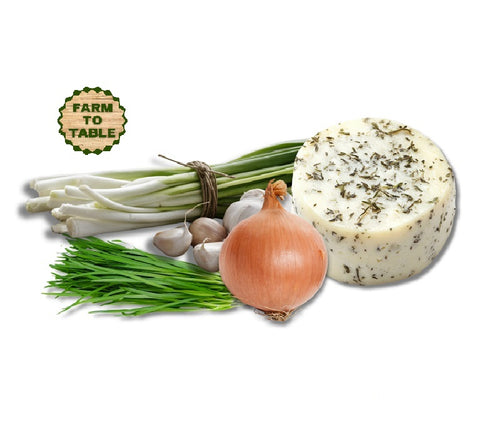 BioComplete Raw Goat Cheese with Onion, Garlic, and Chive artisanal creamy goat cheese infused with savory herbs