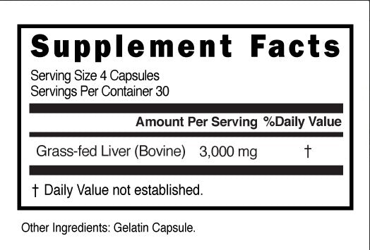 FIQ Beef Liver IQ – grass-fed beef liver supplement in capsules.