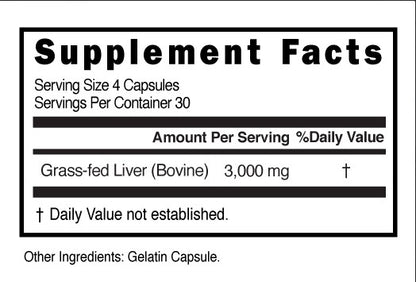 FIQ Beef Liver IQ – grass-fed beef liver supplement in capsules.