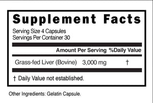 FIQ Beef Liver IQ – grass-fed beef liver supplement in capsules.