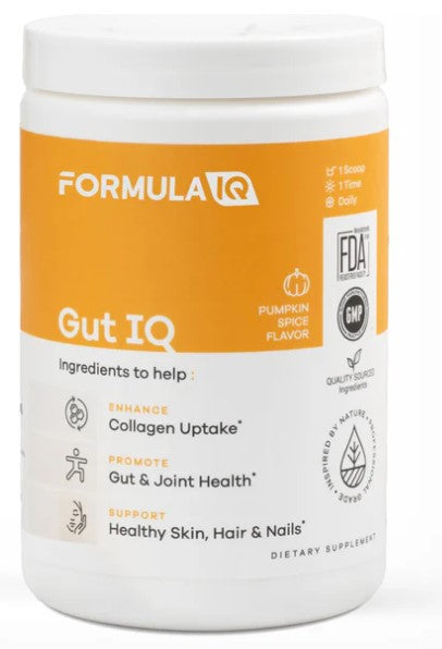 Formula Q Gut IQ supplement container on a white background
