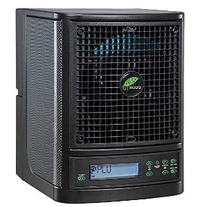 A black Go Green GT3000 air purifier with a digital display and control buttons on the front panel.