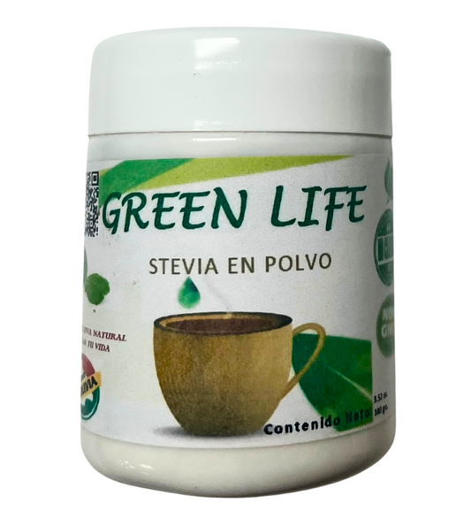 Organic stevia leaf powder by Green Life.
