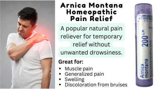 Homeopathic remedy Arnica montana 200ck for pain and bruising.