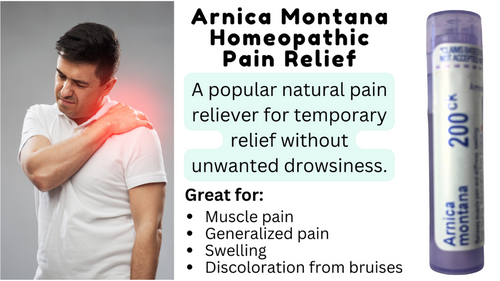 Homeopathic remedy Arnica montana 200ck for pain and bruising.