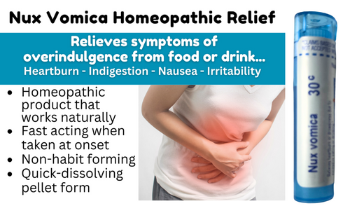 Homeopathic Nux vomica 30c remedy for natural digestive and wellness support