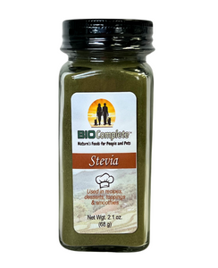 Nutrient-rich BioComplete Stevia Leaf Powder for culinary uses.